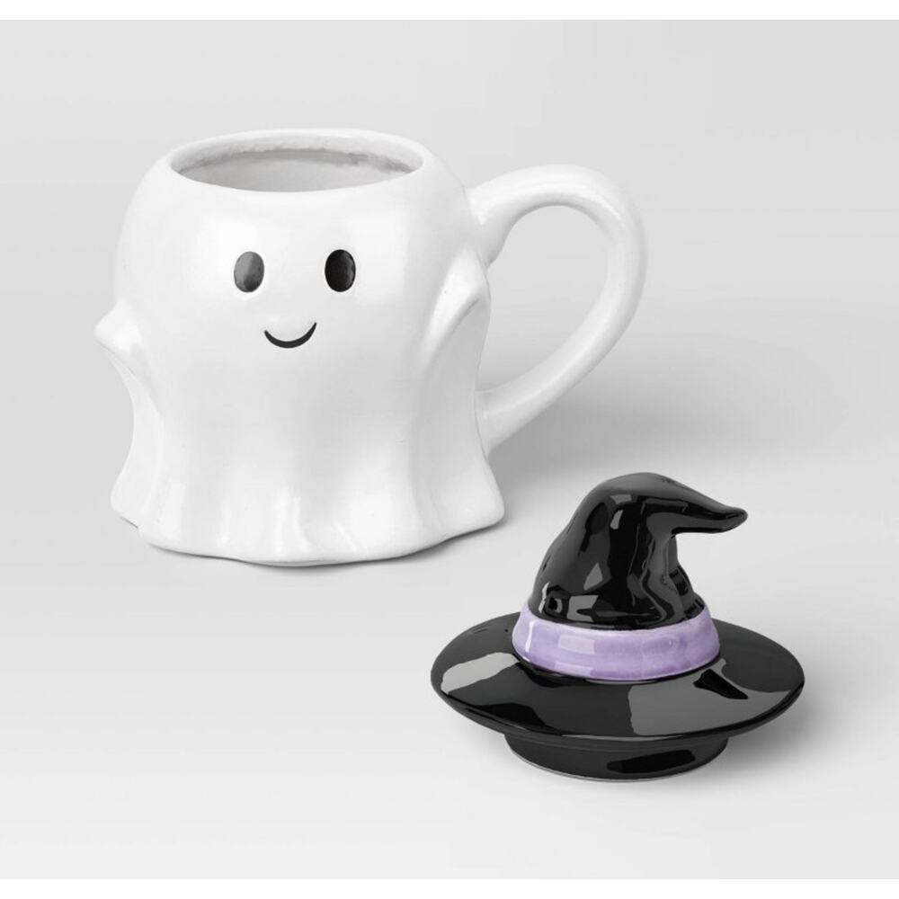 NWT Ghost Figural Halloween Mug with Hat Lid 7.8 oz Hyde and Eek White - Picture 3 of 4